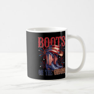 Taza De Café Botas en el suelo vaquera de la bandera occidental