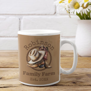 Taza De Café Botas vaqueras occidentales de granja familiar per