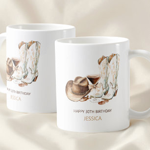 Taza De Café Botas vaqueras occidentales rústicas Feliz cumplea