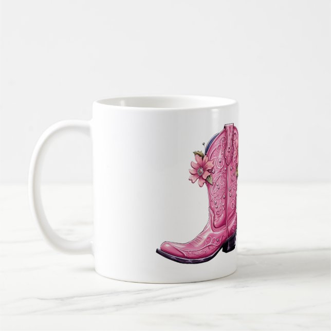 Taza De Café Bote de Cowgirl Rosa caliente (Izquierda)