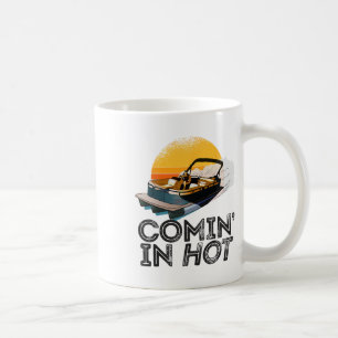 Taza De Café Bote Pontoon En El Cálido Lago De Bote Para D