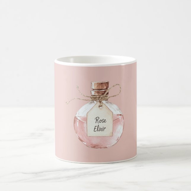 Taza De Café Botella de Elixir de Rosa Rosa (Centro)