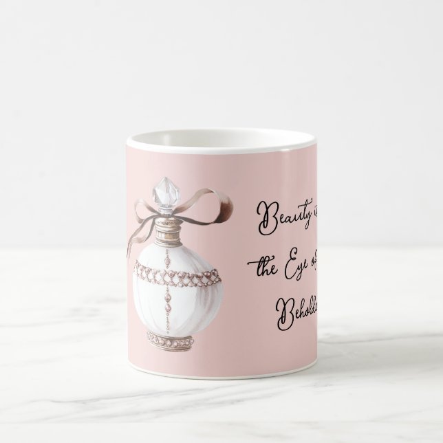 Taza De Café Botella de perfume de bronce blanco rosa Belleza  (Centro)