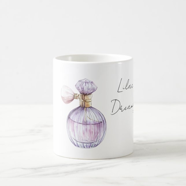 Taza De Café Botella de perfume de lavanda púrpura (Centro)