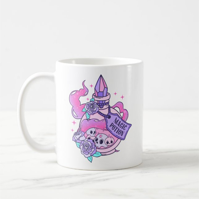 Taza De Café Botella de poción mágica cúpula rosa de Halloween (Izquierda)