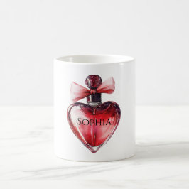 Taza De Café Botella Perfume del Corazón Rojo