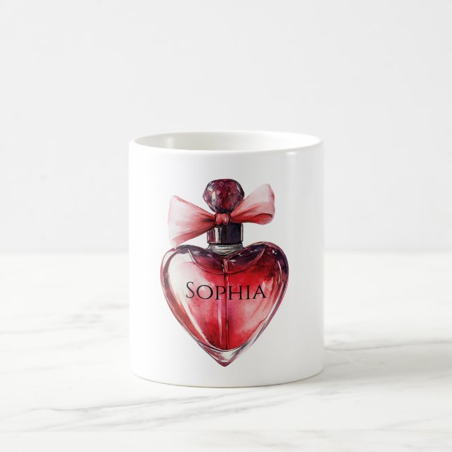 Taza De Café Botella Perfume del Corazón Rojo (Centro)