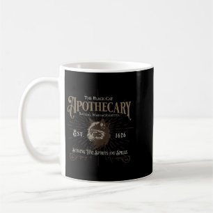 Taza De Café Botica Gótica de Gato Negro Vintage Espeluznante y