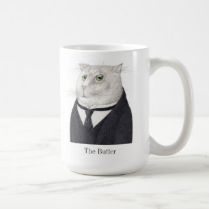 Taza De Café BOTLER CAT Tall White Mug + Texto