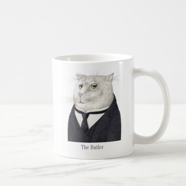 Taza De Café BOTLER CAT White Mug + Texto (Derecha)