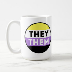 Taza De Café Botón de Pronombres No Binarios - Ellos Ellas