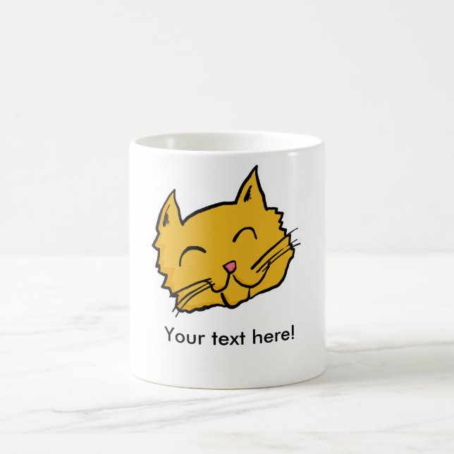 Taza De Café Botón feliz del gato (Centro)