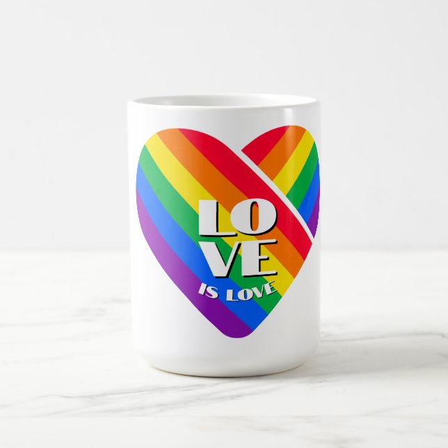 Taza De Café botón Orgullo Corazón Arcoiris (Centro)