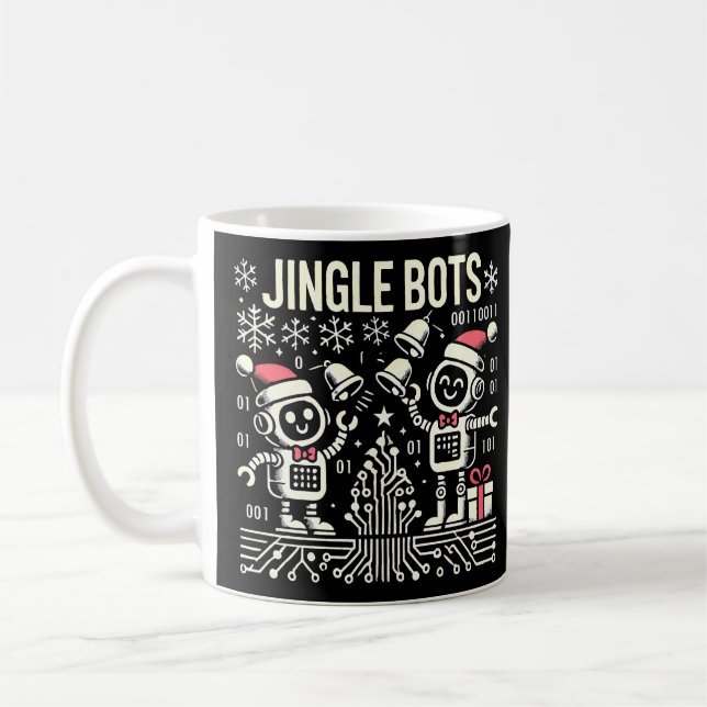 Taza De Café Bots Jingle Festividades con Santa Hats (Izquierda)