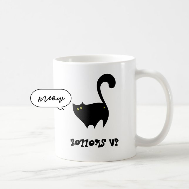 Taza De Café Bottoms Up Black Cat Cute Funny Personalizado Kitt (Subido por el creador)