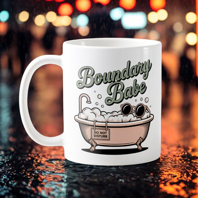 Taza De Café Boundary Babe | Funny Emotional Boundaries Bathtub (Subido por el creador)