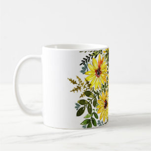 Taza De Café Bouquet amarillo acuarela: Amor margarita
