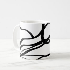 Taza De Café Bouquet Blanc: Resumen blanco y negro