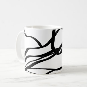 Taza De Café Bouquet Blanc: Resumen blanco y negro