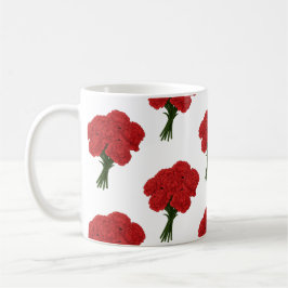 Taza De Café Bouquet de Carnaciones Rojas - Elegante arte román