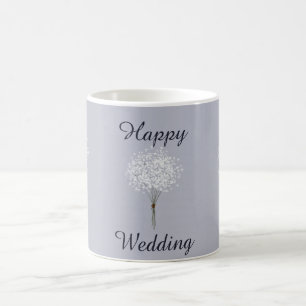 Taza De Café Bouquet de flores de amor minimalista feliz Boda