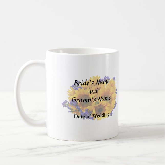 Taza De Café Bouquet de girasoles y la estatua morada (Izquierda)