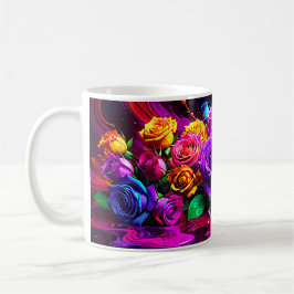 Taza De Café Bouquet de rosa Wet Paint personalizado, con estil