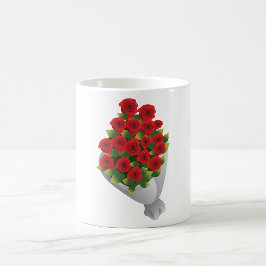 Taza De Café Bouquet De Rosas Rojas