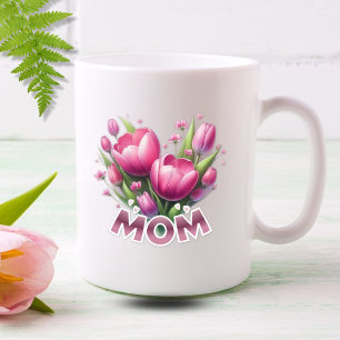 Taza De Café Bouquet de tulipanes rosados - MOM