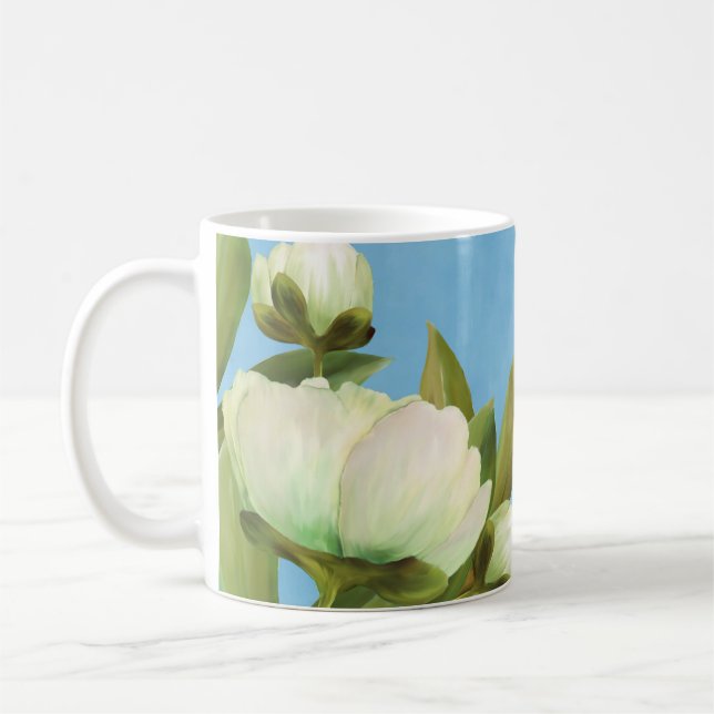 Taza De Café Bouquet floral de peonies blancos (Izquierda)