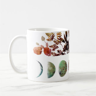 Taza De Café Bouquet místico botánico de otoño en la luna