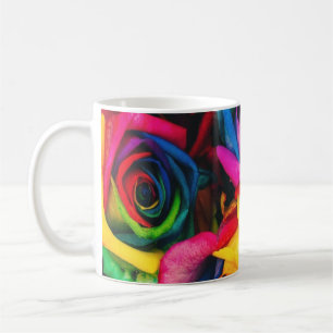 Taza De Café Bouquet Rosas arcoiris