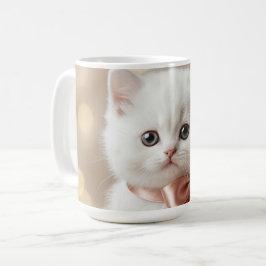 Taza De Café Boutique de Gatito Blanco Elegante