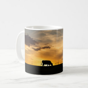 Taza De Café Bovino Silueta al atardecer Café Mug