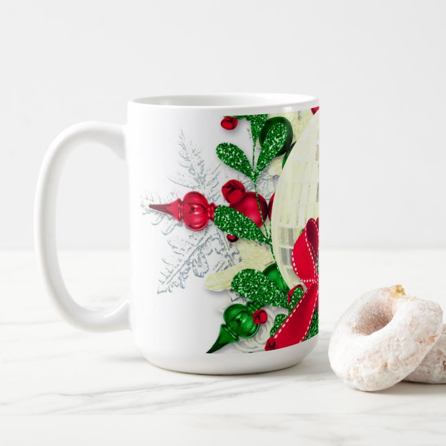 Taza De Café Bow Rojo Y Holly (Con donut)