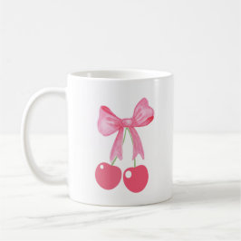 Taza De Café Bow rosa y cerezas, estilo coqueta