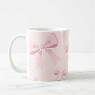 Taza De Café Bows rosados Moda de coqueta de algodón