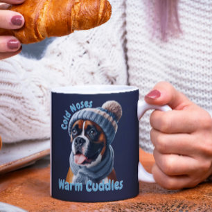 Taza De Café Boxeador Perro Nariz Fría, Cables Cálidos