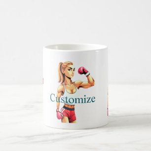 Taza De Café Boxeadora Femenina En Forma Thunder_Cove