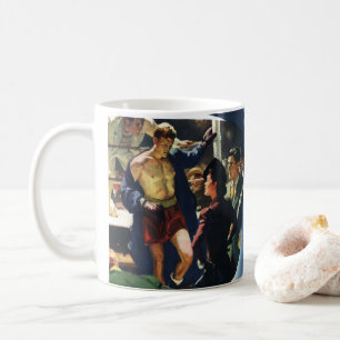 Taza De Café Boxeo deportivo vintage, boxeador deja el anillo