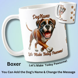 Taza De Café Boxer - Añadir nombre de perro, cambiar texto