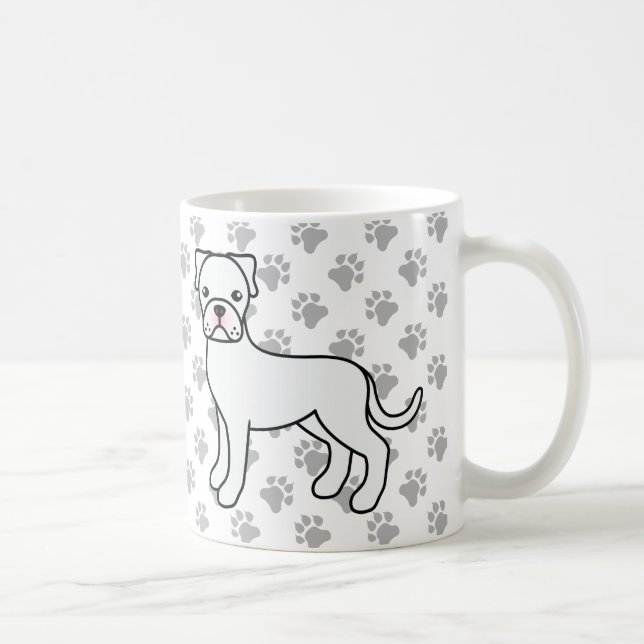 Taza De Café Bóxer blanco perro de dibujos animados lindo (Derecha)