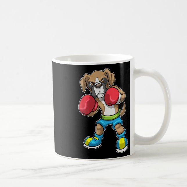 Taza De Café Boxer De Boxer De Perro Boxeo De Guantes De Boxeo  (Derecha)