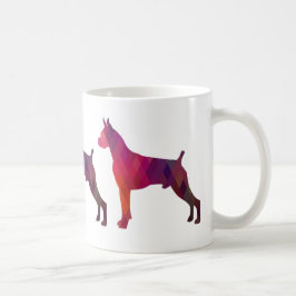 Taza De Café Boxer Dog Acuarela Patrón Geométrico Silueta