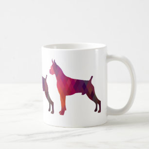 Taza De Café Boxer Dog Acuarela Patrón Geométrico Silueta