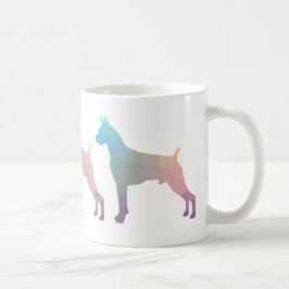Taza De Café Boxer Dog Acuarela Patrón Geométrico Silueta