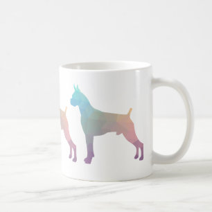 Taza De Café Boxer Dog Acuarela Patrón Geométrico Silueta
