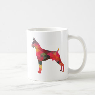 Taza De Café Boxer Dog Acuarela Patrón Geométrico Silueta