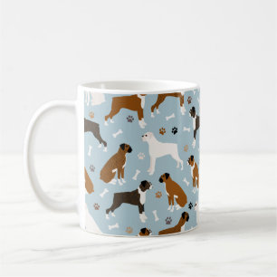 Taza De Café Boxer Dog Bones y Paws Coffee Mug