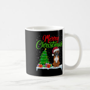 Taza De Café Boxer Dog Christmas Tree ilumina divertidas navida